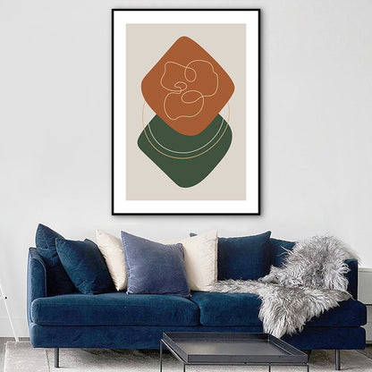 Vivolux | Dunkle Farbe Nordisch Leinwanddruck Geometrisches Muster Wandkunst Dekor für das Wohnzimmer