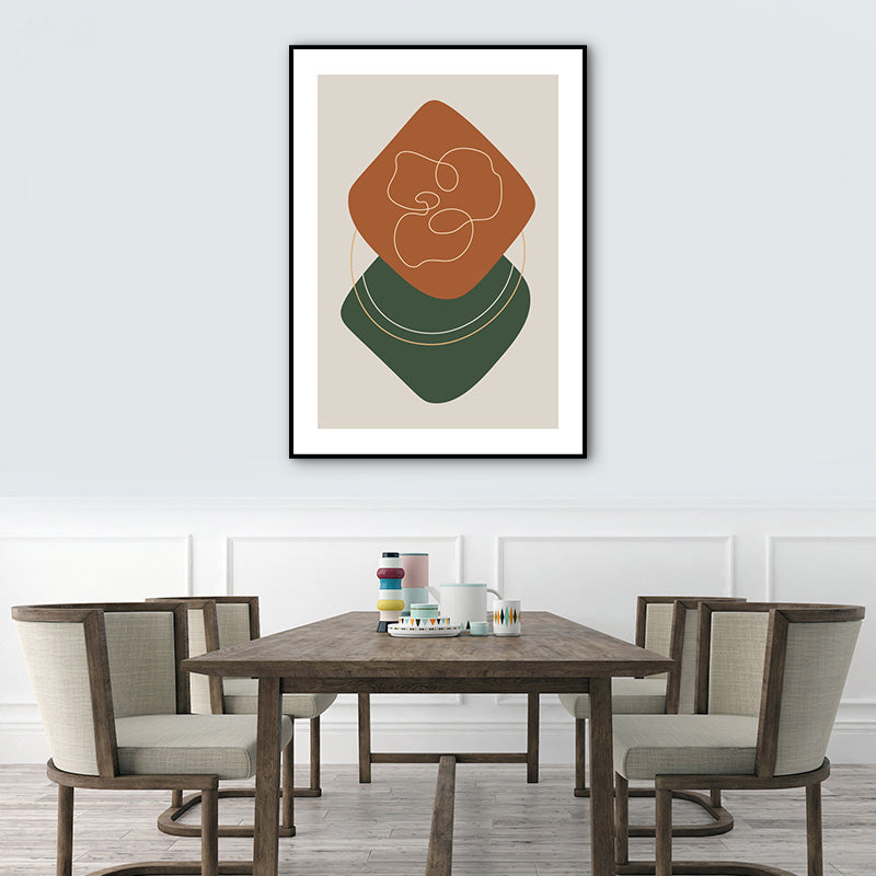 Vivolux | Dunkle Farbe Nordisch Leinwanddruck Geometrisches Muster Wandkunst Dekor für das Wohnzimmer