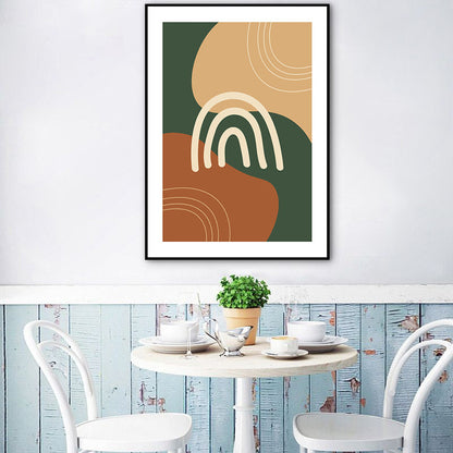 Vivolux | Dunkle Farbe Nordisch Leinwanddruck Geometrisches Muster Wandkunst Dekor für das Wohnzimmer