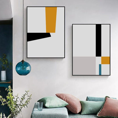 Vivolux | Illustration Geometrische Kunstdruck Texturiert Minimalismus Wohnzimmer Leinwand in Helle Farbe