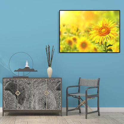 Vivolux | Texturiertes Sonnenblumen-Leinwandbild Moderne Wanddekoration für das Mädchenzimmer, mehrere Größen
