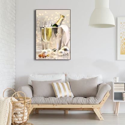 Vivolux | Bankett Champagnergläser Kunstdruck Modern Stylisch Texturiertes Canvas für Esszimmer