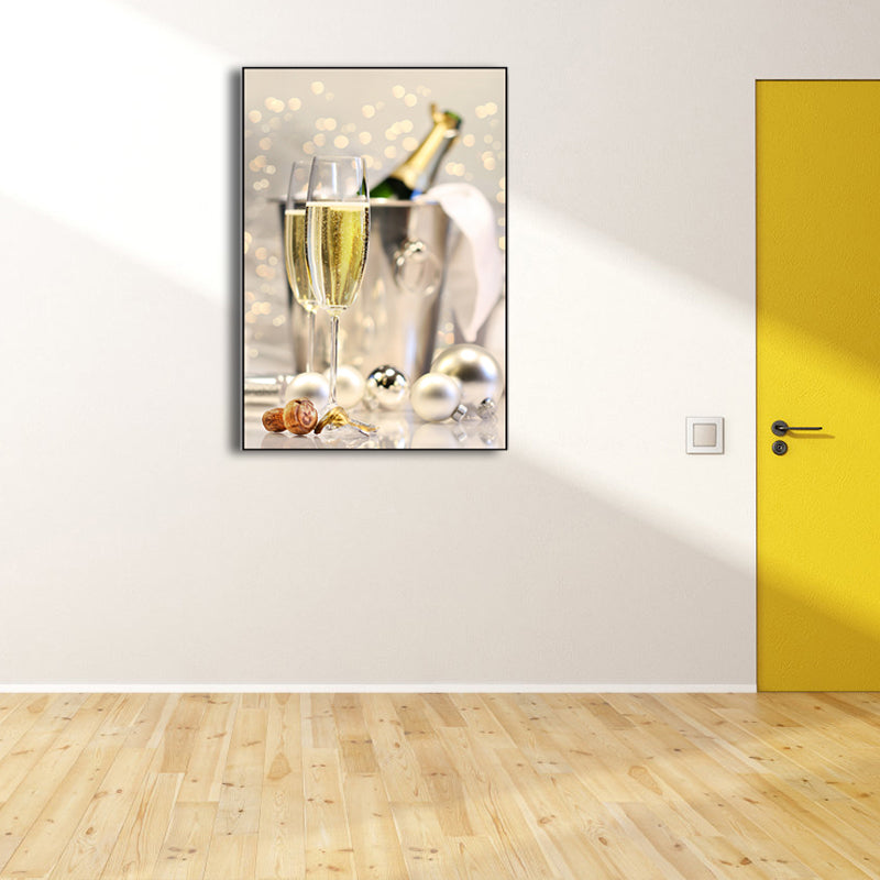 Vivolux | Bankett Champagnergläser Kunstdruck Modern Stylisch Texturiertes Canvas für Esszimmer