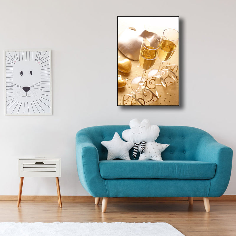 Vivolux | Bankett Champagnergläser Kunstdruck Modern Stylisch Texturiertes Canvas für Esszimmer