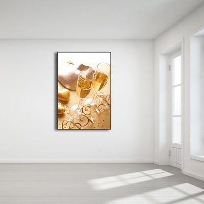 Vivolux | Bankett Champagnergläser Kunstdruck Modern Stylisch Texturiertes Canvas für Esszimmer