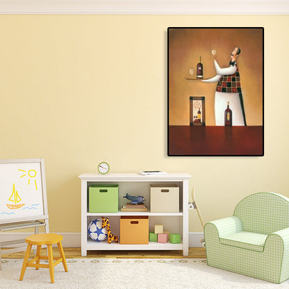 Vivolux | Abstracte Expressionismus Männlicher Koch Leinwand Pastellfarbe Texturiertes Kunstwerk für das Esszimmer