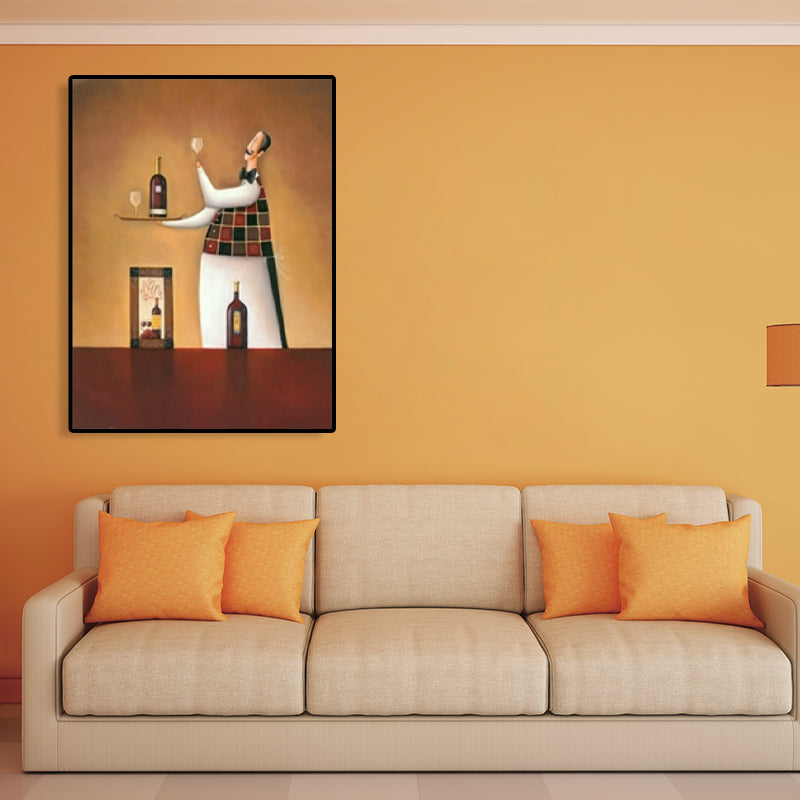 Vivolux | Abstracte Expressionismus Männlicher Koch Leinwand Pastellfarbe Texturiertes Kunstwerk für das Esszimmer