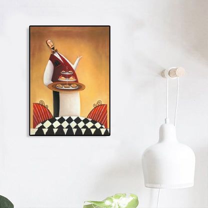 Vivolux | Abstracte Expressionismus Männlicher Koch Leinwand Pastellfarbe Texturiertes Kunstwerk für das Esszimmer