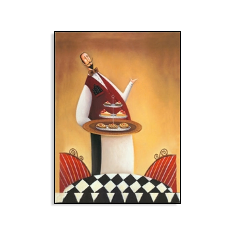 Vivolux | Abstracte Expressionismus Männlicher Koch Leinwand Pastellfarbe Texturiertes Kunstwerk für das Esszimmer