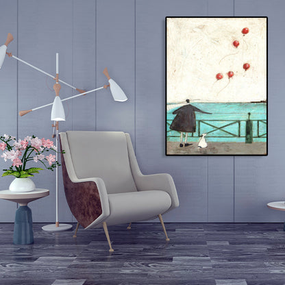 Vivolux | Canvas Texturiertes Kunstdruck Abstrakter Expressionismus Spielende Figur Malerei, Mehrere Größen