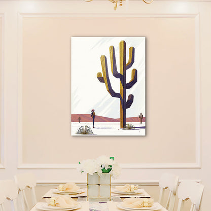 Vivolux | Braun Riesen-Wüstenkaktus Leinwand Botanische Nordische Texturierte Wandkunstdruck für Raum