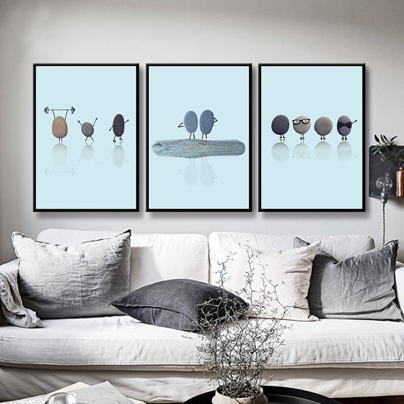 Vivolux | Nordic Illustration Print Stein Leinwand Pastellfarbe Texturiert Wandkunst Dekor für Raum
