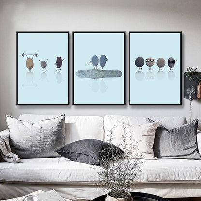 Vivolux | Nordic Illustration Print Stein Leinwand Pastellfarbe Texturiert Wandkunst Dekor für Raum