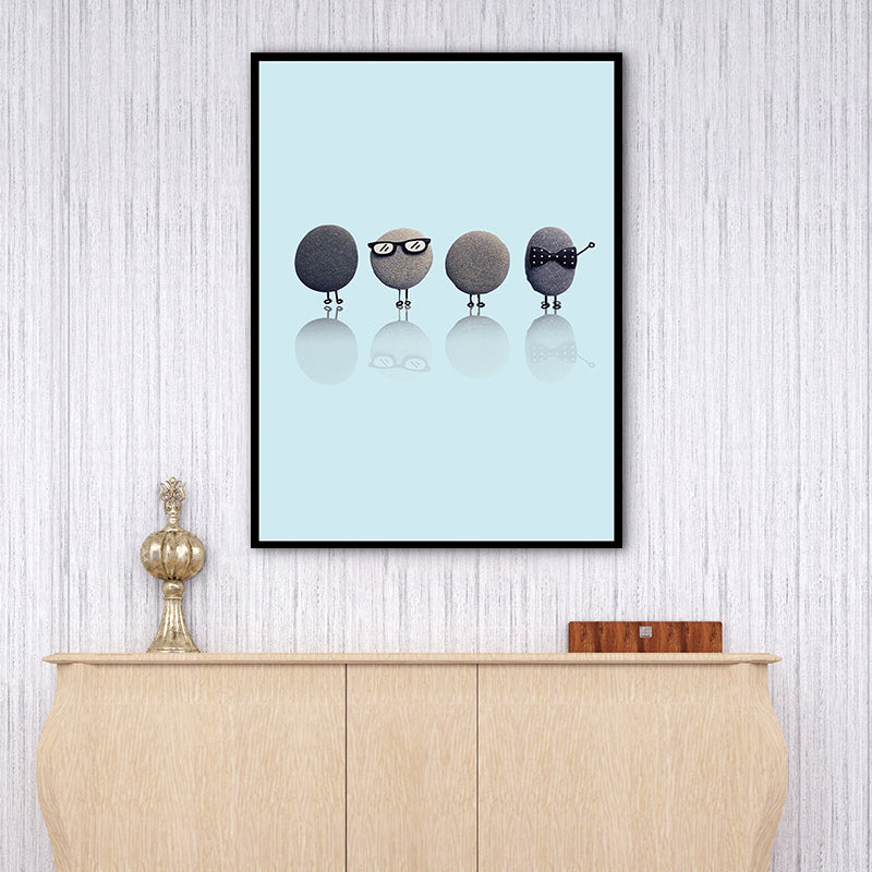 Vivolux | Nordic Illustration Print Stein Leinwand Pastellfarbe Texturiert Wandkunst Dekor für Raum