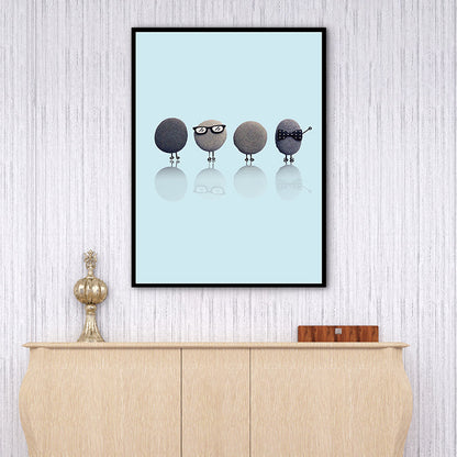 Vivolux | Nordic Illustration Print Stein Leinwand Pastellfarbe Texturiert Wandkunst Dekor für Raum