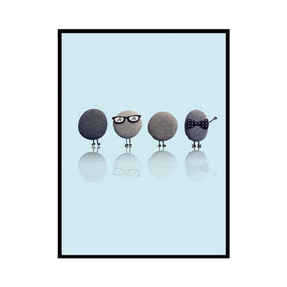 Vivolux | Nordic Illustration Print Stein Leinwand Pastellfarbe Texturiert Wandkunst Dekor für Raum
