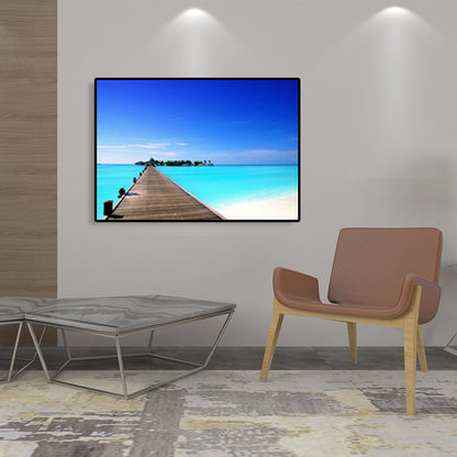 Vivolux | Moderne Zee Brug Canvas Print Foto Landschap Donkere Kleur Slaapkamer Wanddecoratie