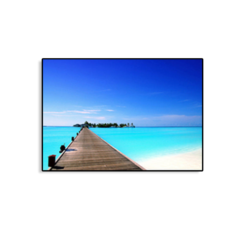 Vivolux | Moderne Zee Brug Canvas Print Foto Landschap Donkere Kleur Slaapkamer Wanddecoratie