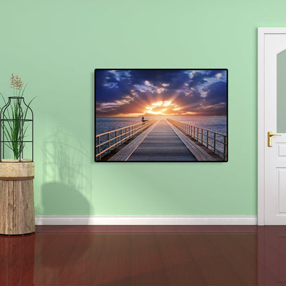 Vivolux | Moderne Zee Brug Canvas Print Foto Landschap Donkere Kleur Slaapkamer Wanddecoratie