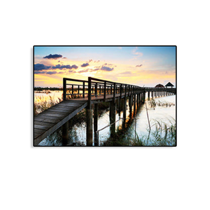 Vivolux | Moderne Zee Brug Canvas Print Foto Landschap Donkere Kleur Slaapkamer Wanddecoratie