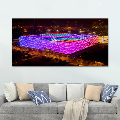 Vivolux | Schneebedeckte Stadtlandschaft Wanddekoration Impressionismus Texturiertes Schlafzimmerleinwand, mehrere Größen