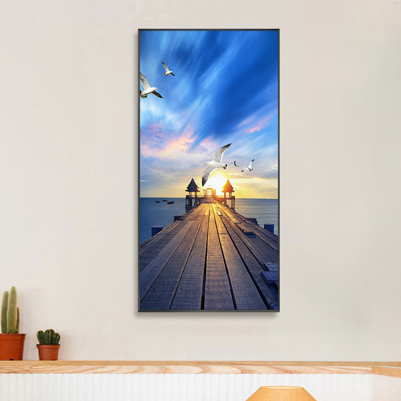 Vivolux | Zachte Kleur Hedendaagse Kunstafdruk Zeegezichten Gewikkeld Canvas voor Keuken, Meerdere Maten