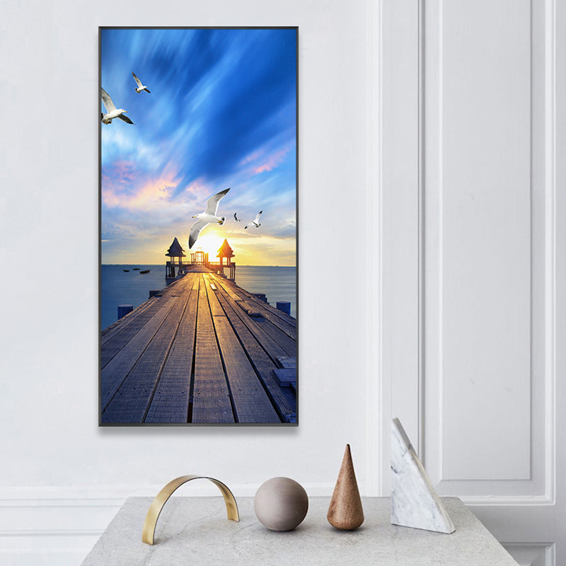 Vivolux | Zachte Kleur Hedendaagse Kunstafdruk Zeegezichten Gewikkeld Canvas voor Keuken, Meerdere Maten