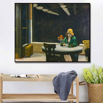 Vivolux | Nordic Figure Canvas Wandkunst Schwarze Frau Warten im Café Malerei für Wohnzimmer