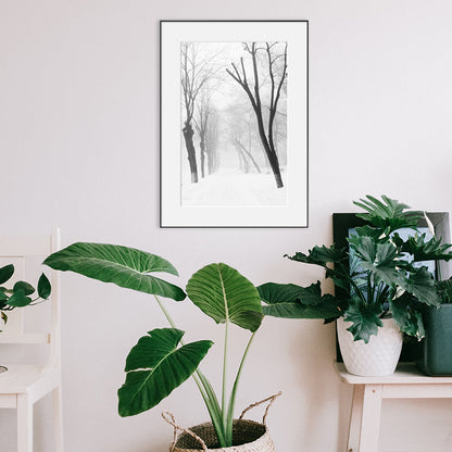 Vivolux | Vintage Forest Snowy Scenery Leinwand Grau Texturiertes Wandkunst Druck für Esszimmer