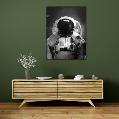 Vivolux | Moderner Stil Raumfahrer Leinwand Jungen Schlafzimmer Wandkunst Dekor in Schwarz, Multiple Größen
