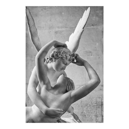 Vivolux | Umarmende Statuen Wanddekoration Vintage Stil Leinwanddruck, Mehrere Größen Verfügbar