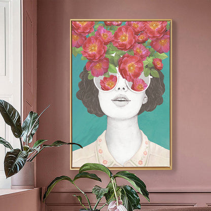 Vivolux | Texturiertes Mixed Media Frau Leinwand Nordic Wandkunst Dekor für Mädchen Schlafzimmer, optionale Größen