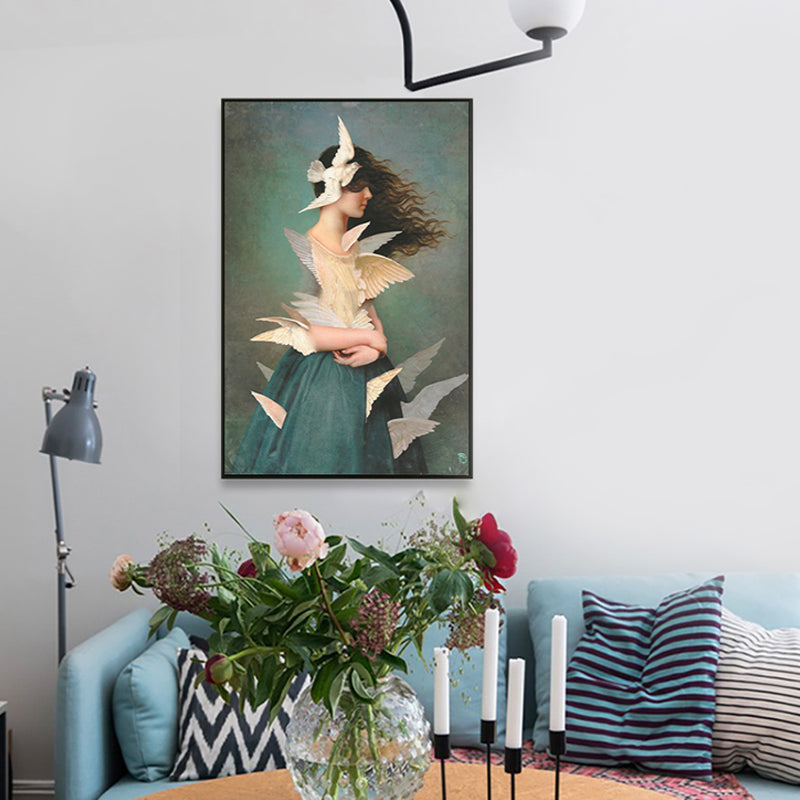 Vivolux | Texturiertes Mixed Media Frau Leinwand Nordic Wandkunst Dekor für Mädchen Schlafzimmer, optionale Größen