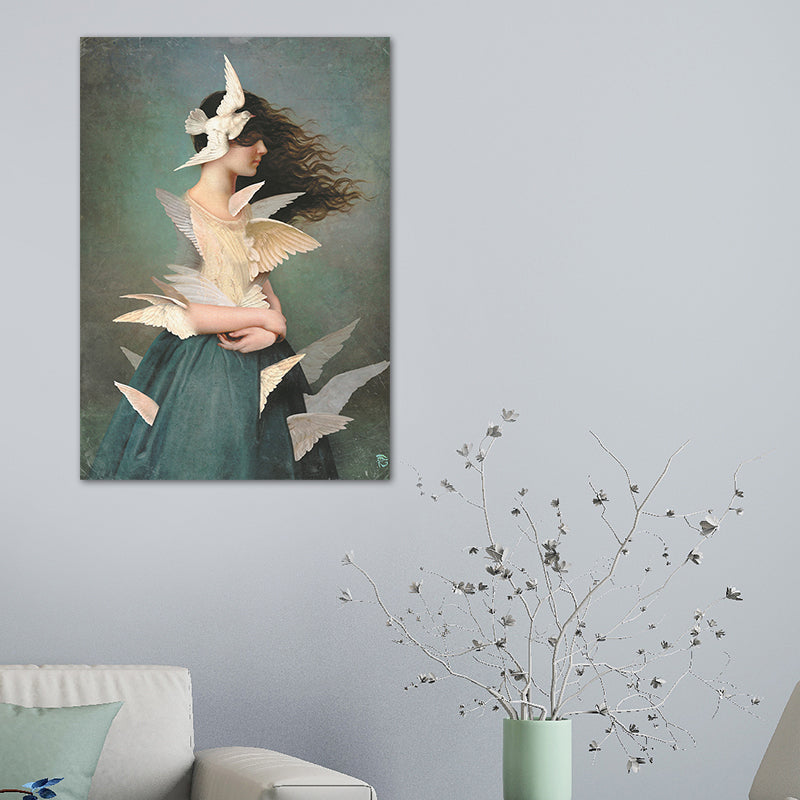 Vivolux | Texturiertes Mixed Media Frau Leinwand Nordic Wandkunst Dekor für Mädchen Schlafzimmer, optionale Größen