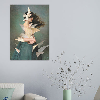 Vivolux | Texturiertes Mixed Media Frau Leinwand Nordic Wandkunst Dekor für Mädchen Schlafzimmer, optionale Größen