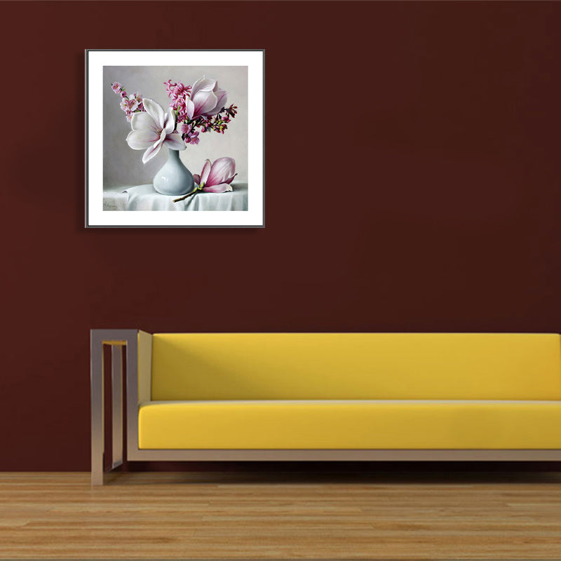 Vivolux | Französischer Landhausstil Blumenleinwand Schlafzimmer Wandkunst Dekor in Pastellfarbe, mehrere Größen