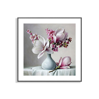 Vivolux | Französischer Landhausstil Blumenleinwand Schlafzimmer Wandkunst Dekor in Pastellfarbe, mehrere Größen