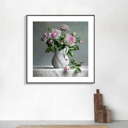 Vivolux | Französischer Landhausstil Blumenleinwand Schlafzimmer Wandkunst Dekor in Pastellfarbe, mehrere Größen