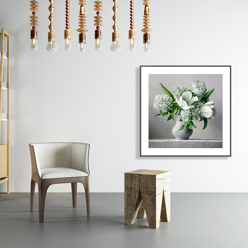 Vivolux | Französischer Landhausstil Blumenleinwand Schlafzimmer Wandkunst Dekor in Pastellfarbe, mehrere Größen