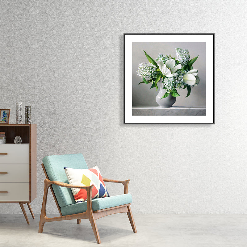 Vivolux | Französischer Landhausstil Blumenleinwand Schlafzimmer Wandkunst Dekor in Pastellfarbe, mehrere Größen