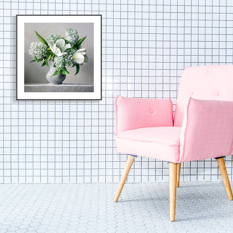 Vivolux | Französischer Landhausstil Blumenleinwand Schlafzimmer Wandkunst Dekor in Pastellfarbe, mehrere Größen