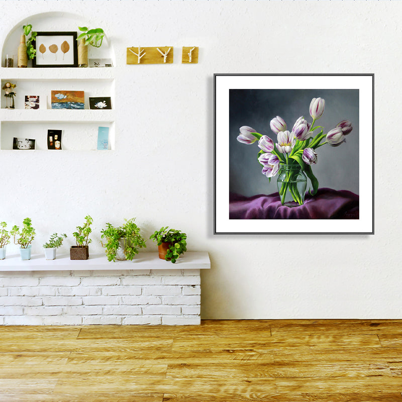 Vivolux | Französischer Landhausstil Blumenleinwand Schlafzimmer Wandkunst Dekor in Pastellfarbe, mehrere Größen