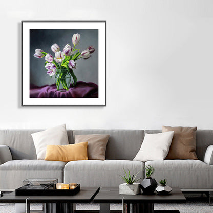 Vivolux | Französischer Landhausstil Blumenleinwand Schlafzimmer Wandkunst Dekor in Pastellfarbe, mehrere Größen