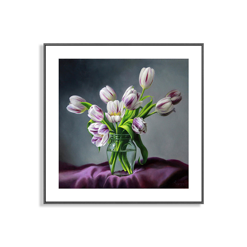 Vivolux | Französischer Landhausstil Blumenleinwand Schlafzimmer Wandkunst Dekor in Pastellfarbe, mehrere Größen