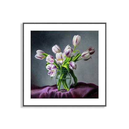 Vivolux | Französischer Landhausstil Blumenleinwand Schlafzimmer Wandkunst Dekor in Pastellfarbe, mehrere Größen