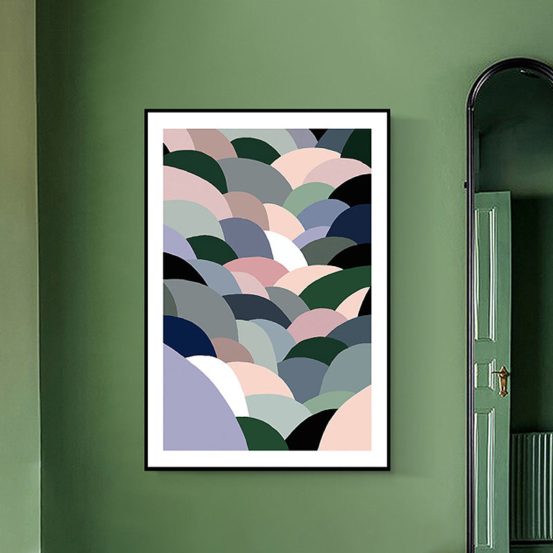 Vivolux | Fishscale Canvas Wandkunst Moderne Novität Geometrische Wanddekoration in Grau für Flur