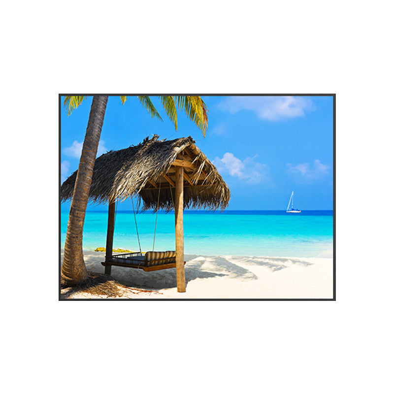 Vivolux | St stunning tropisches Strand Leinwand Hotel Fotografie Druck Seascape Wandkunst Dekor in Blau