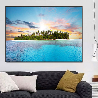 Vivolux | St stunning tropisches Strand Leinwand Hotel Fotografie Druck Seascape Wandkunst Dekor in Blau