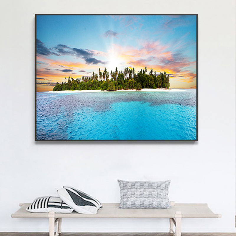 Vivolux | St stunning tropisches Strand Leinwand Hotel Fotografie Druck Seascape Wandkunst Dekor in Blau