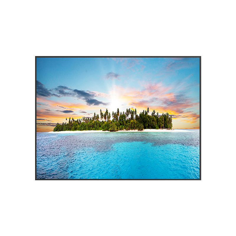 Vivolux | St stunning tropisches Strand Leinwand Hotel Fotografie Druck Seascape Wandkunst Dekor in Blau